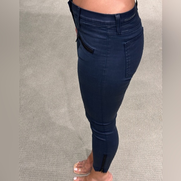 Pre-Owned Current Elliot the soho zip stilleto jeans Navy blue coated - Picture 5 of 8